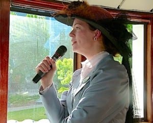  Assistant heritage leader Julie Kehr leads a pilot house tour aboard the S.S. Legacy.