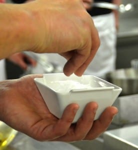 Jon used kosher salt for cooking and moldan salt (pictured here) for finishing