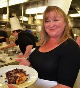 Proud of her completed dish!