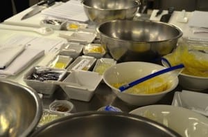 There were 11 students, including one man. Each has his or her own cooking station